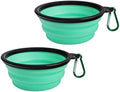 Collapsible Dog Bowl, Silicone Foldable Expandable Cup Dish, for Pet Dog/Cat Food Water Feeding Portable Travel Bowl - Green